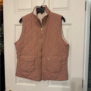 Quilted Blush Reversible Vest with Gold Accents